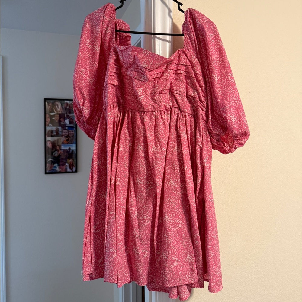 Abercrombie & Fitch Pink Patterned Puff Sleeve Dress